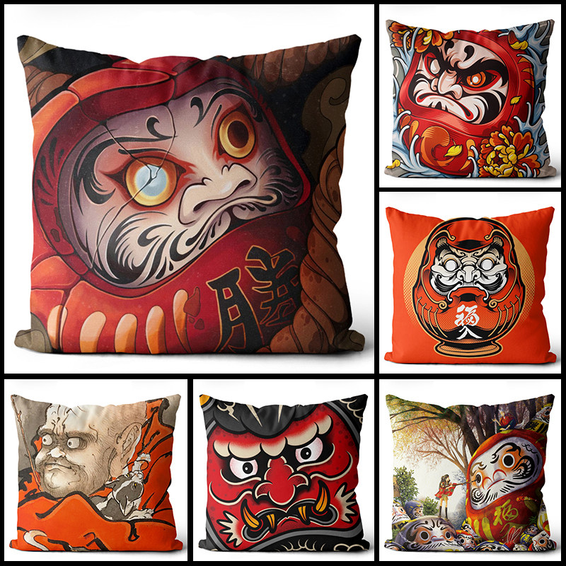 纹身抱枕传统达摩蛋宝宝绒配枕芯枕头刺青靠垫客厅沙发床头靠枕