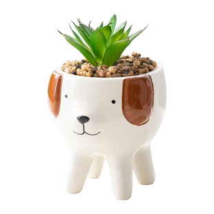 可爱狗头陶盆仿真多肉仙人掌植物客厅桌面装饰品小摆件假绿植盆栽