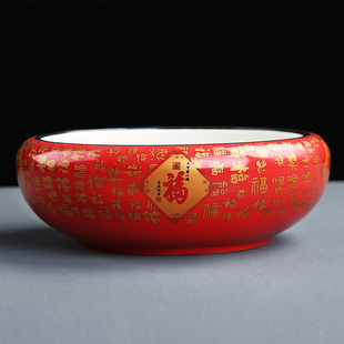 大红色水仙花花盆陶瓷水培无孔水培水仙专用盆铜钱草大号特价 清仓