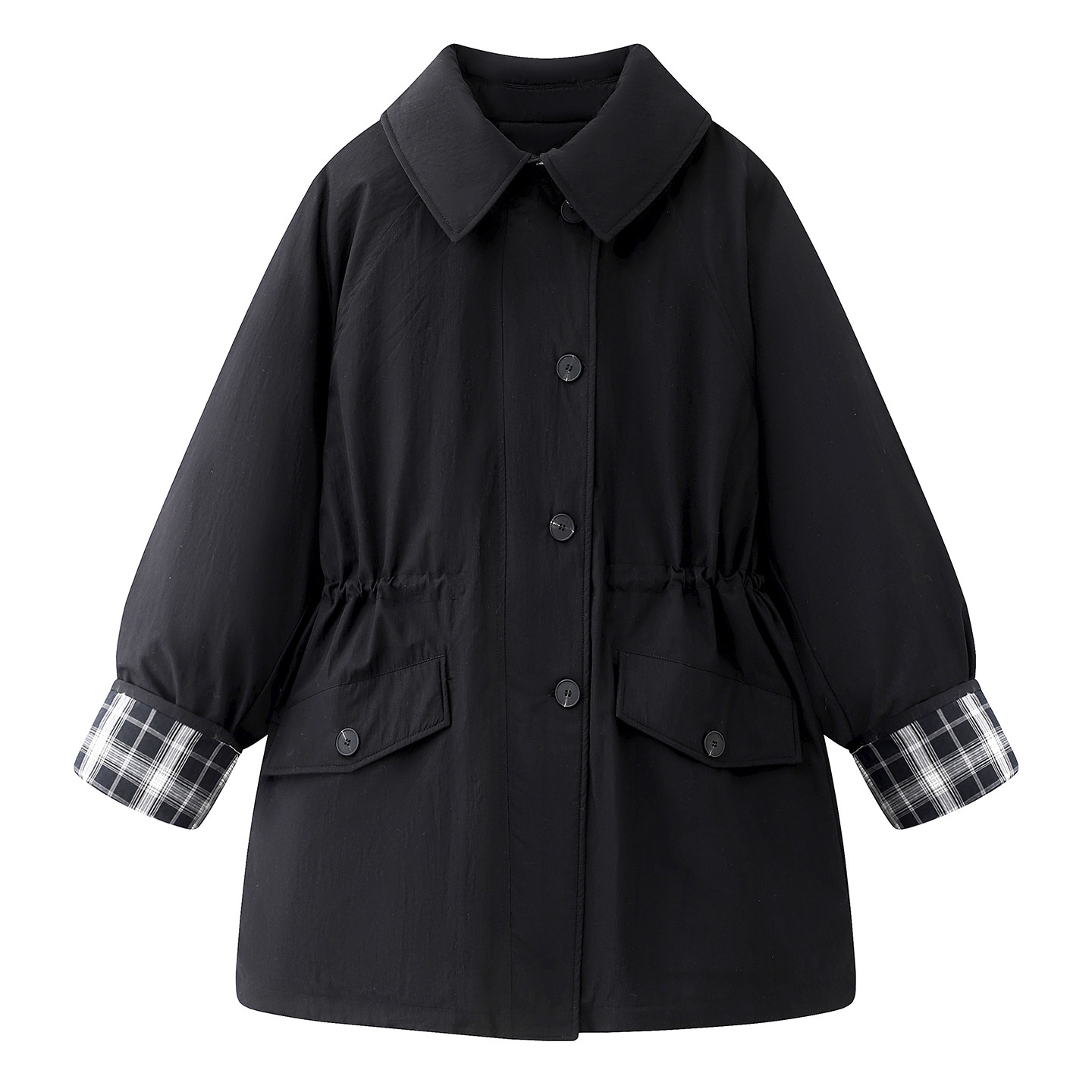 檬系！高级感格子拼接风衣羽绒服女2025冬宽松休闲中长款保暖外套,女装/女士精品,羽绒服,淘宝优惠券,粉丝福利购,淘宝优惠卷