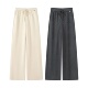 小艾 女 秋冬松紧腰抽绳直筒阔腿休闲裤 自成焦点 日常好穿含Y毛