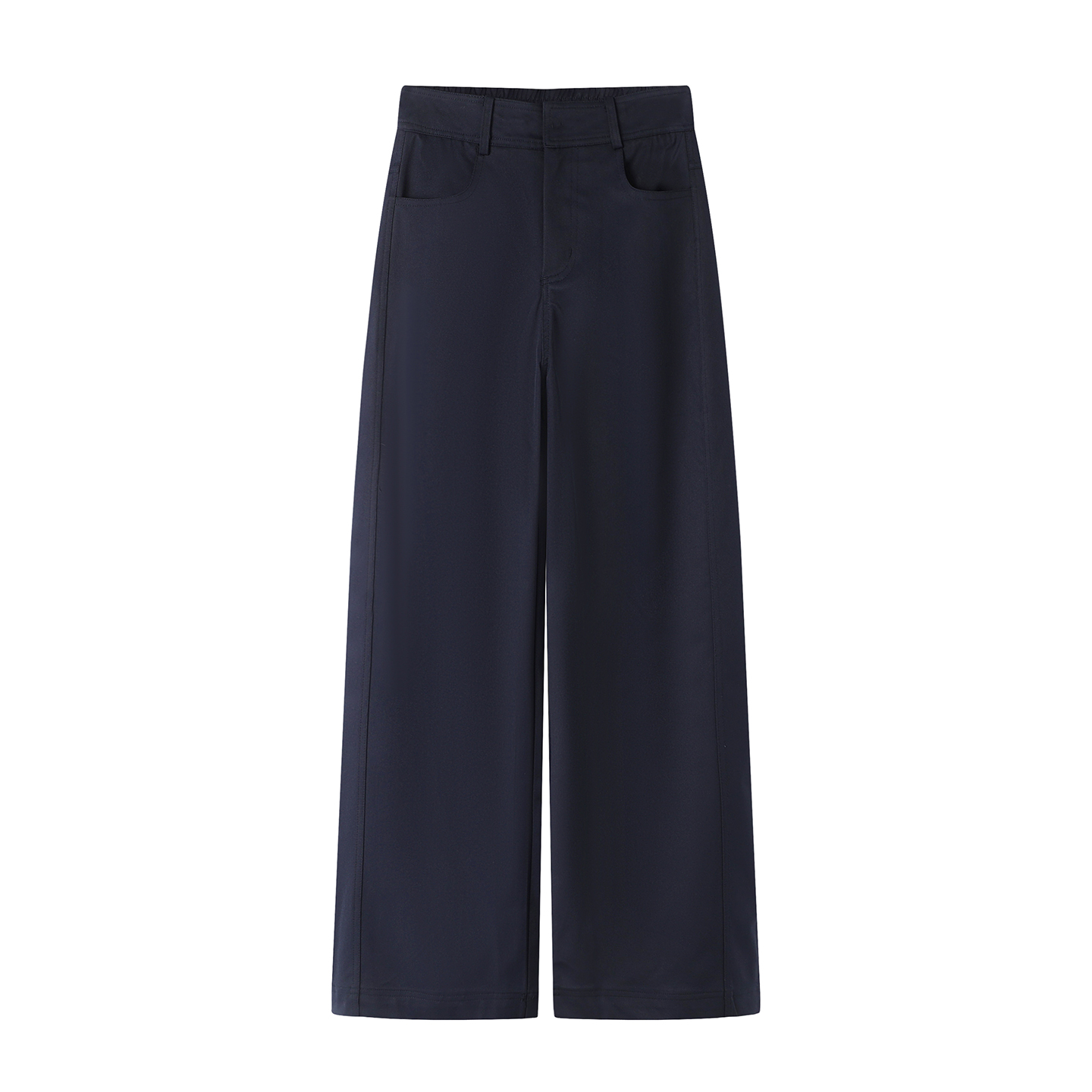 檬系！藏青休闲西裤女2025秋高腰气质简约休闲显瘦百搭直筒阔腿裤