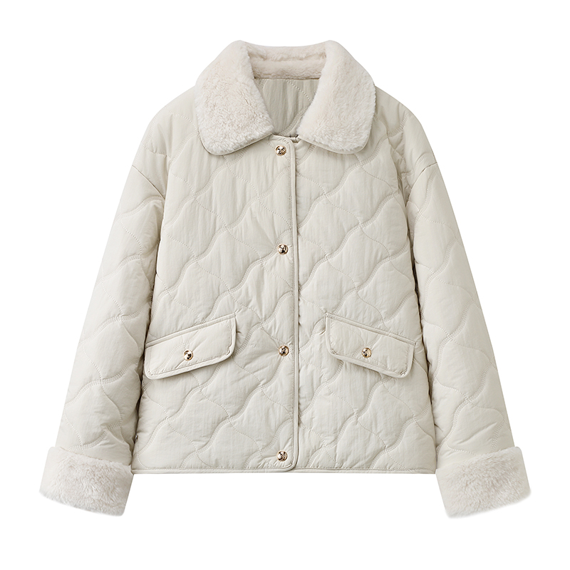 短款宽松毛毛棉衣短外套