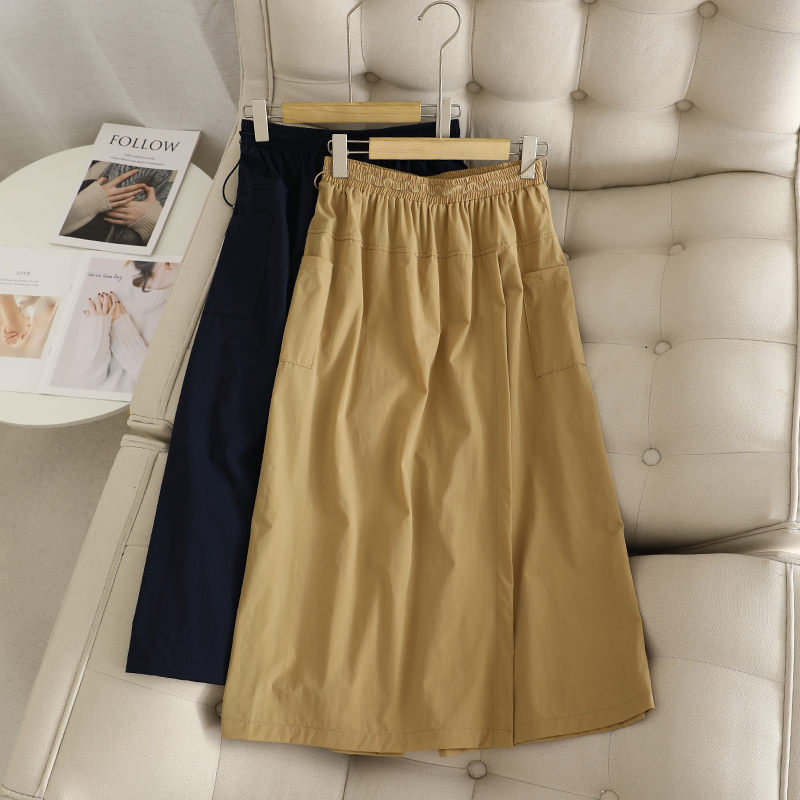 松紧腰休闲中长款裙裤