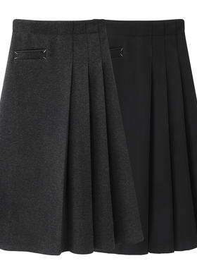 灰色毛呢加厚A字半身裙女2025冬季女装学院风垂感百搭百褶中长裙