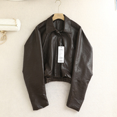 诗系 小个子pu皮衣外套女 短款 皮质超软 2025秋高级感气质蝙蝠袖