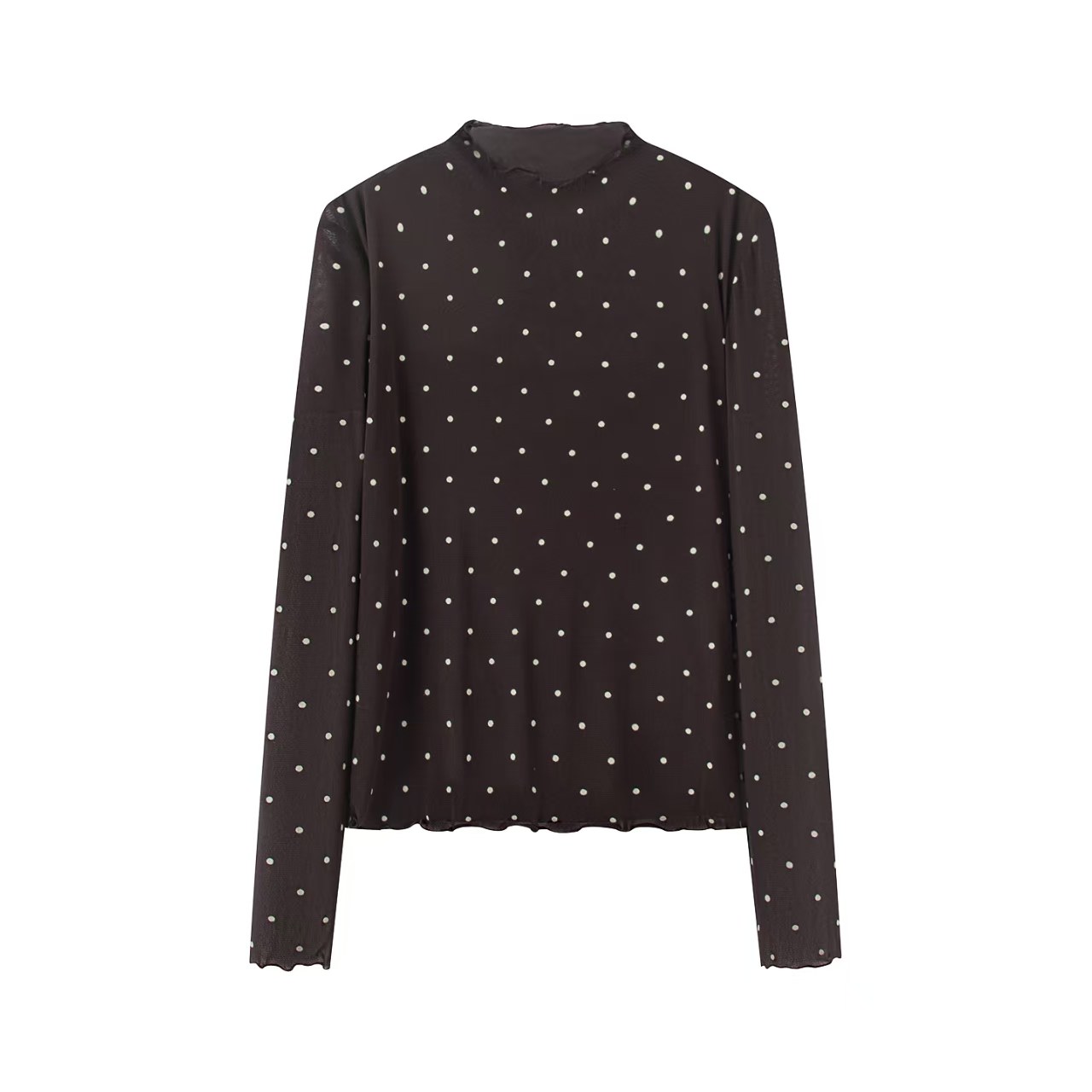 小艾！2025秋冬季新款时尚百搭宽松显瘦长袖波点印花蕾丝衫上衣女