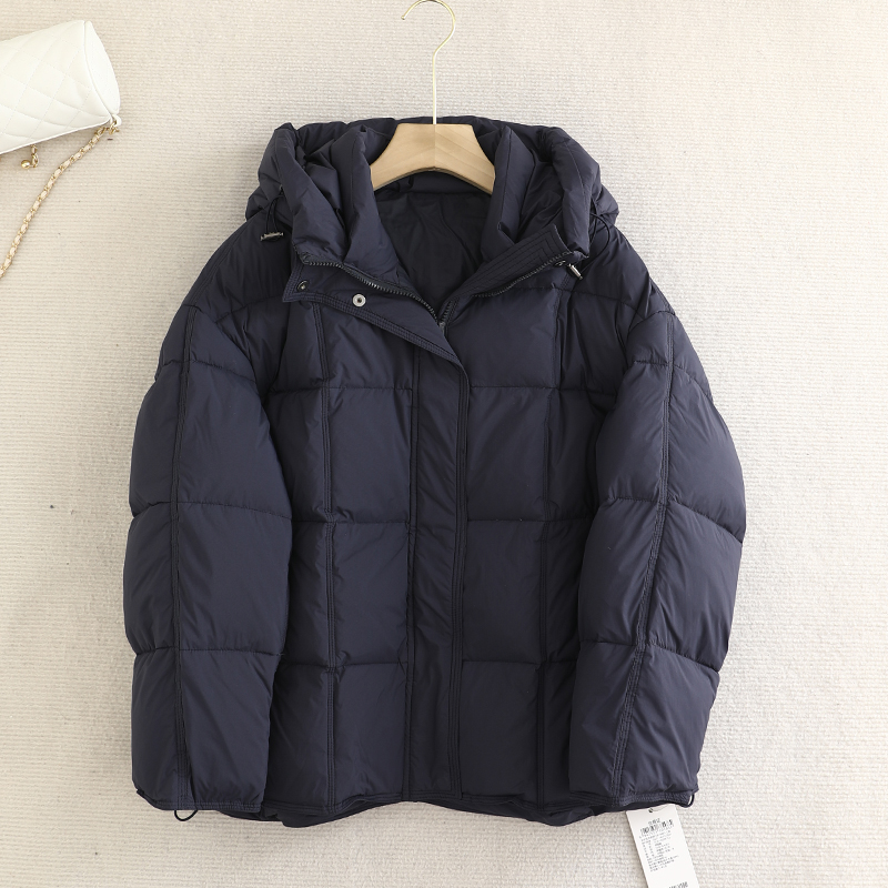 檬系！宽松百搭连帽羽绒外套女2025冬新款保暖加厚90白鸭绒面包服