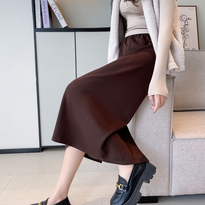 法式螺纹半身裙女秋冬2025新款修身高腰显瘦a字开叉中长款包臀裙