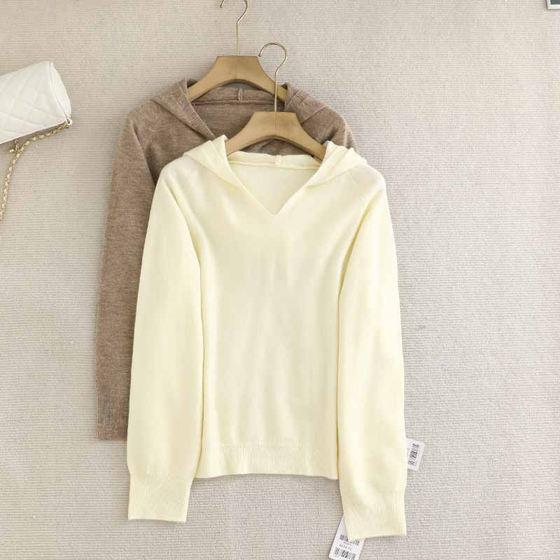诗系の气质松弛感毛衣女2025秋冬新款连帽简约休闲百搭套头针织衫