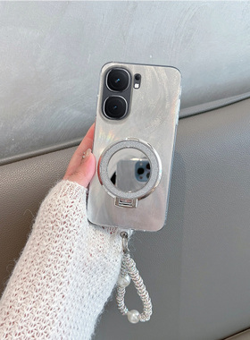 适用于iqooneo9手机壳iqoo neo9pro新款女spro+简约vivo爱酷iq00带支架vivoneo镜子iqoonoe手绳iqneo全包防摔