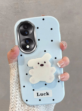 适用于华为荣耀70手机壳不包镜头honor70pro加波点fne一an00小狗anoo带支架七零可爱七十蓝色x70por+十软壳女