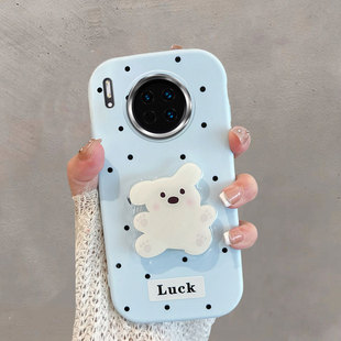 适用于华为mate30手机壳m30pro不包镜头mt30epro5g波点tas mete可爱蓝色防摔软壳女 an00小狗带支架meta305g版