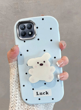 适用于opporeno4se手机壳不包镜头peam00波点0pp0reno4es5g小狗带支架opopreno可爱opporeon蓝色防摔套软壳女