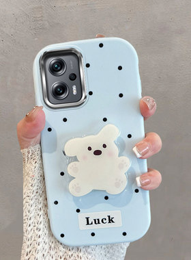 适用于红米note11tpro手机壳不包镜头redminote11t pro+小米not12tpor十波点noto小狗带支架可爱蓝色软壳女加