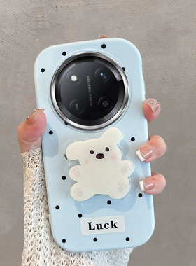 适用于华为荣耀x60pro手机壳不包镜头brp一an00波点honor60xpro小狗带支架叉六零por卡通可爱蓝色防摔软壳女