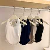 夏季 带胸垫女 显瘦一体式 新款 御姐风重工镶钻拼接挂脖绑带背心修身