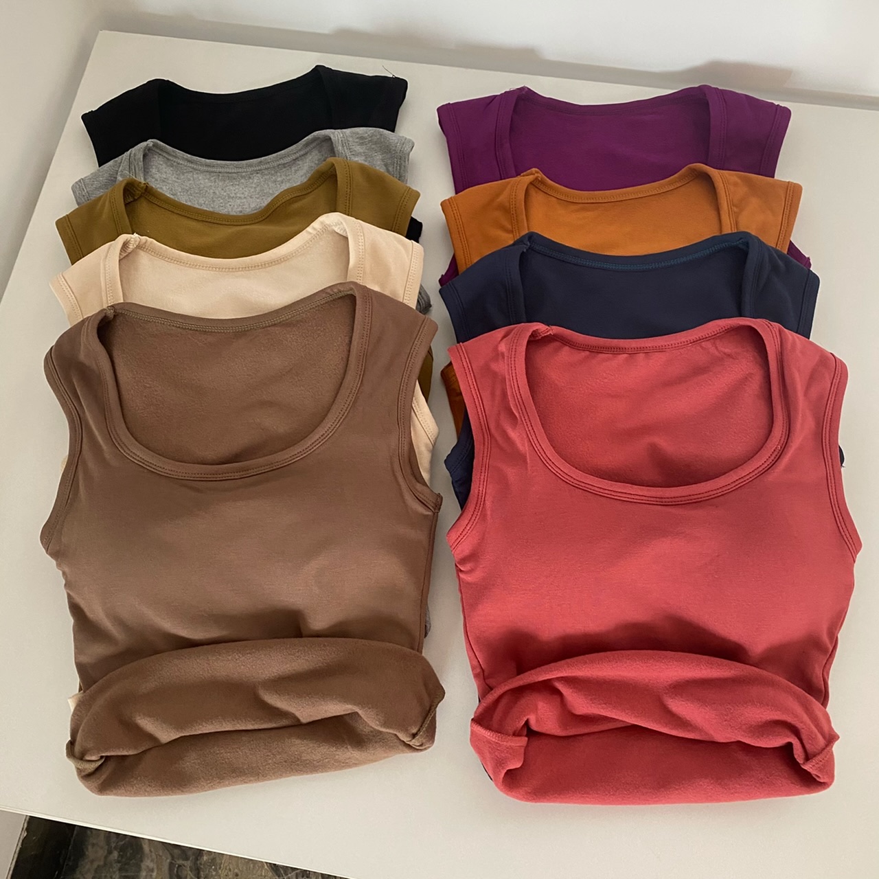 纯欲磨毛加厚带胸垫内搭背心秋冬