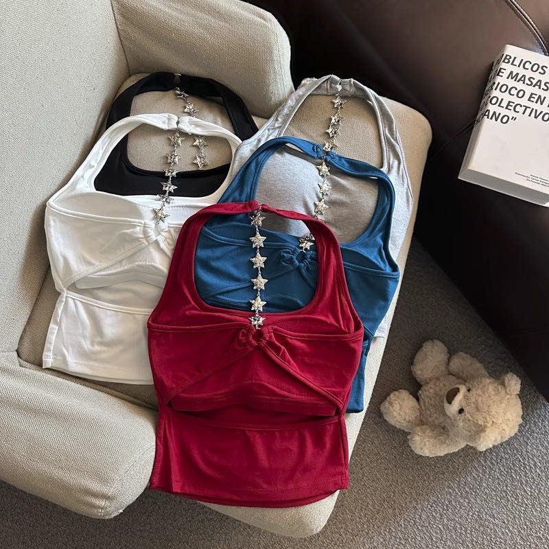 夏季新款纯欲挂脖吊带背心