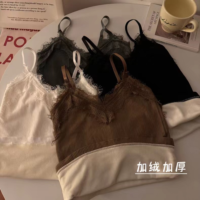 法式蕾丝吊带背心女秋冬季