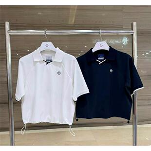 韩国sergioTacchini塞尔吉奥女士网球短款抽绳弹性速干 Polo 短袖