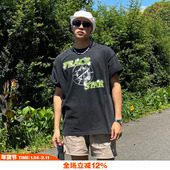 复古VINTAGE破坏磨边国潮短袖 NOVACAM 主理人定制印花美式 T恤