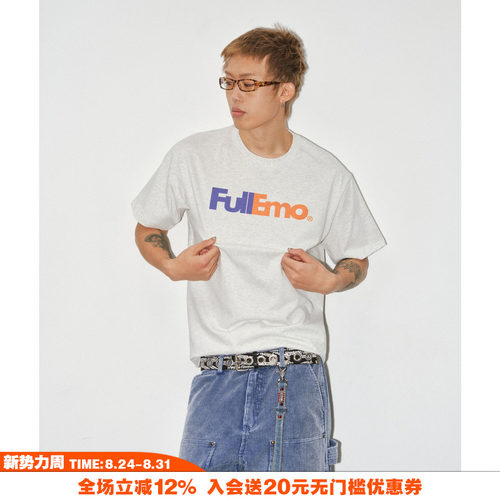NOVACAM美式复古字母印花T恤