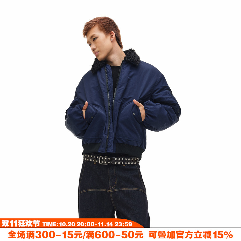 NOVACAM美式毛领飞行夹克棉服
