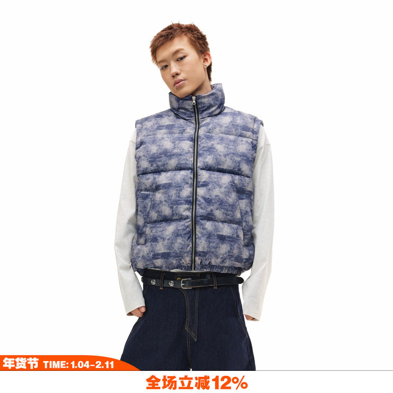 NOVACAM 美式短款廓形立领数码打印设计感造型质感马甲男保暖背心,男装,常规马甲,淘宝优惠券,粉丝福利购,淘宝优惠卷