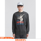 复古vintage水洗黑做旧反缝线国潮长袖 NOVACAM 大天使美式 T恤