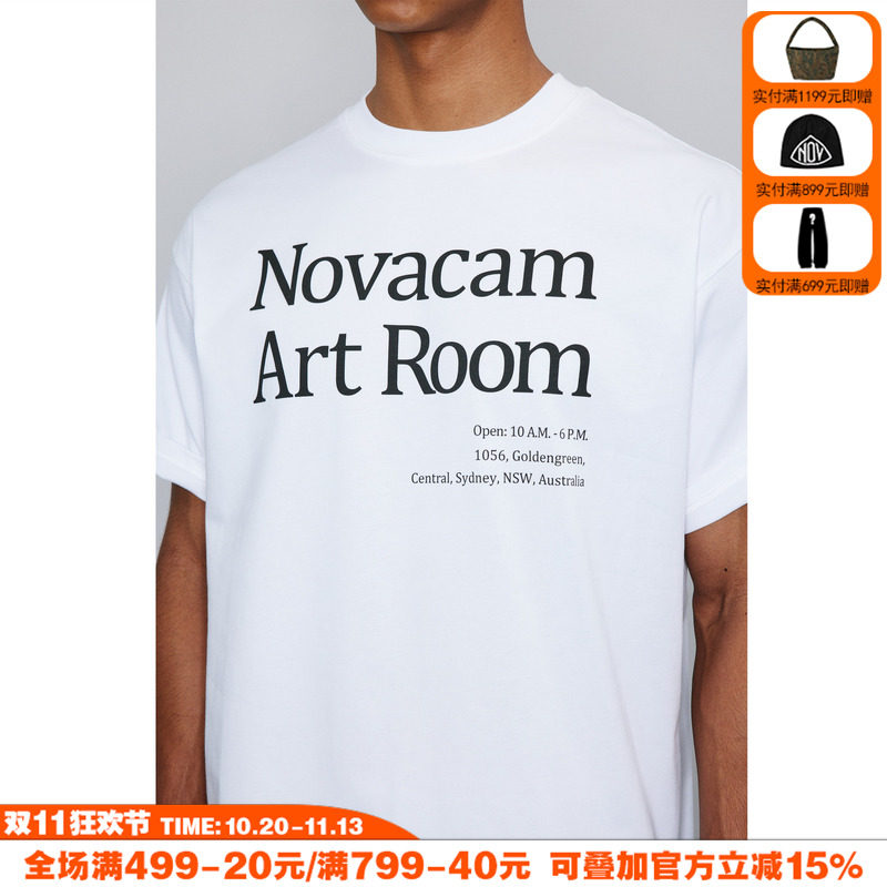 NOVACAM 字母印花LOGO高街cleanfit美式国潮宽松百搭基础短袖T恤