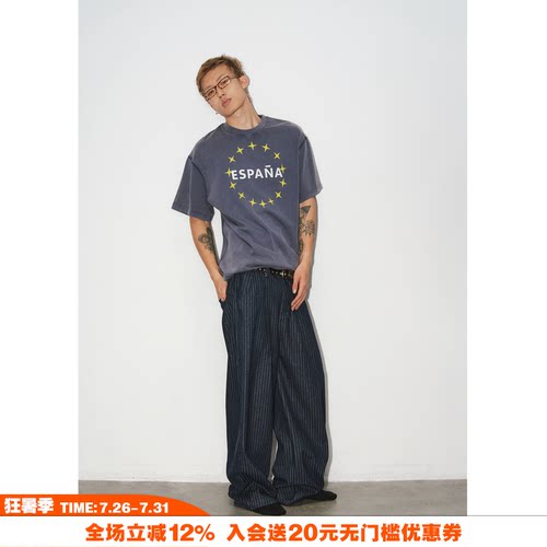 NOVACAM星星印花水洗宽松T恤