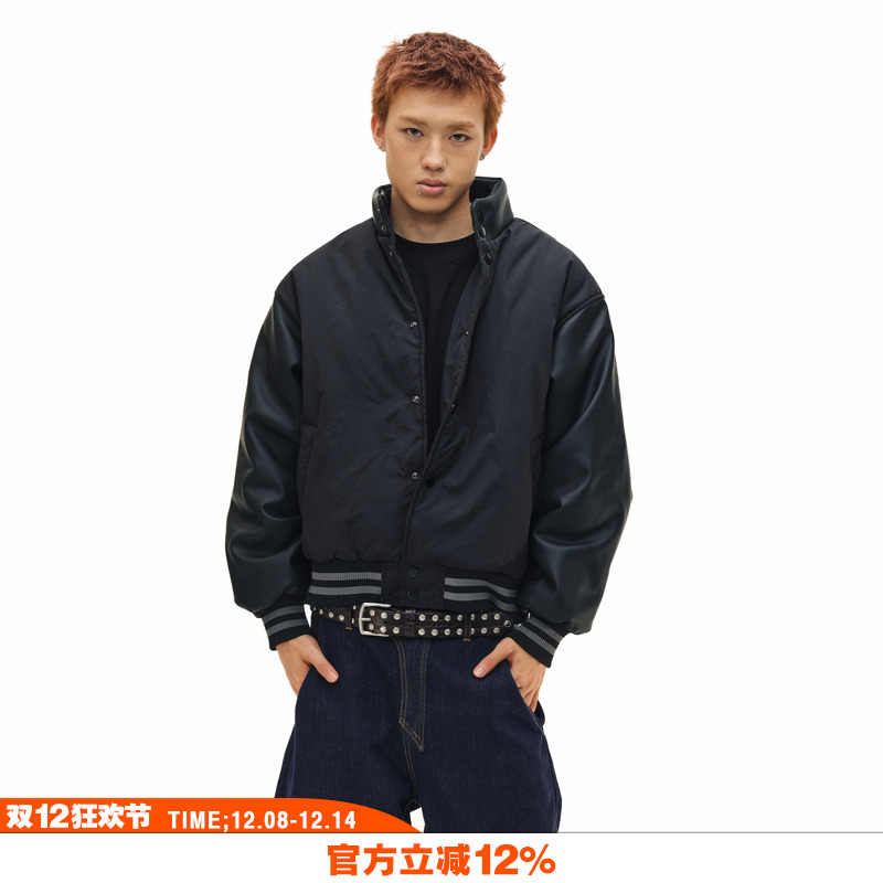 NOVACAM美式皮袖加厚棒球外套