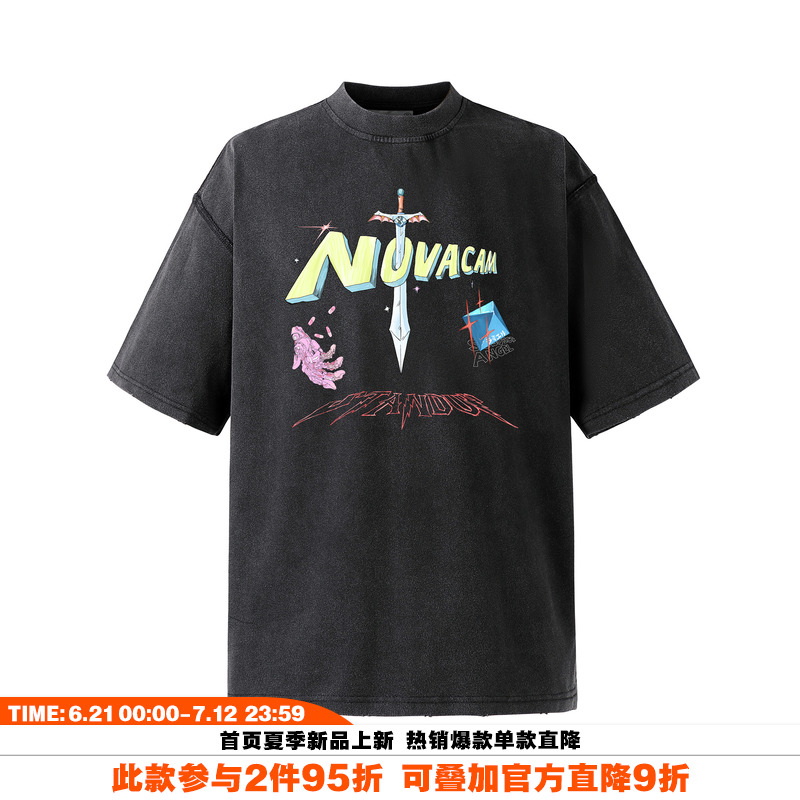 NOVACAM美式复古大宝剑短袖T恤