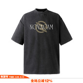 NOVACAM T恤 复古字母磨边破坏多色宽松国潮短袖 LOGO VINTAGE美式