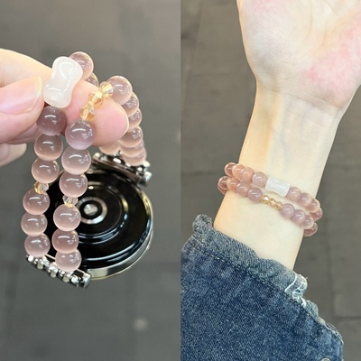 适用华为GT5手表表带新款猫眼丁香紫水晶链条watch3/4pro创意女款