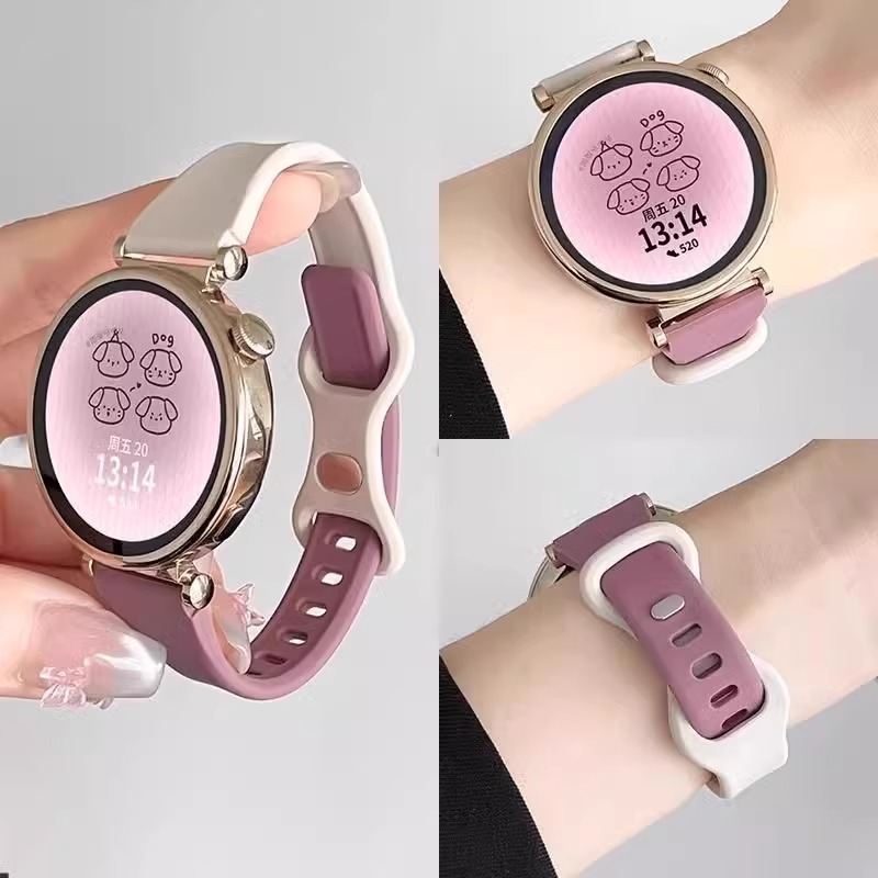 适用华为gt5新款拼色小蛮腰硅胶GT4运动watch3/4/5手表腕带女款18