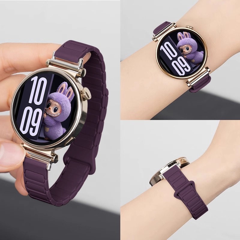 适用华为gt5pro新款硅胶磁吸GT4细款watch3/4/5手表腕带透气女款