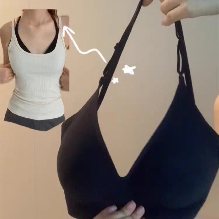 挂脖露背外扩美背小胸显大性感