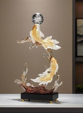 桌子上的摆件轻奢好运锦鲤鱼客厅玄关电视柜酒柜装饰年年有余品高