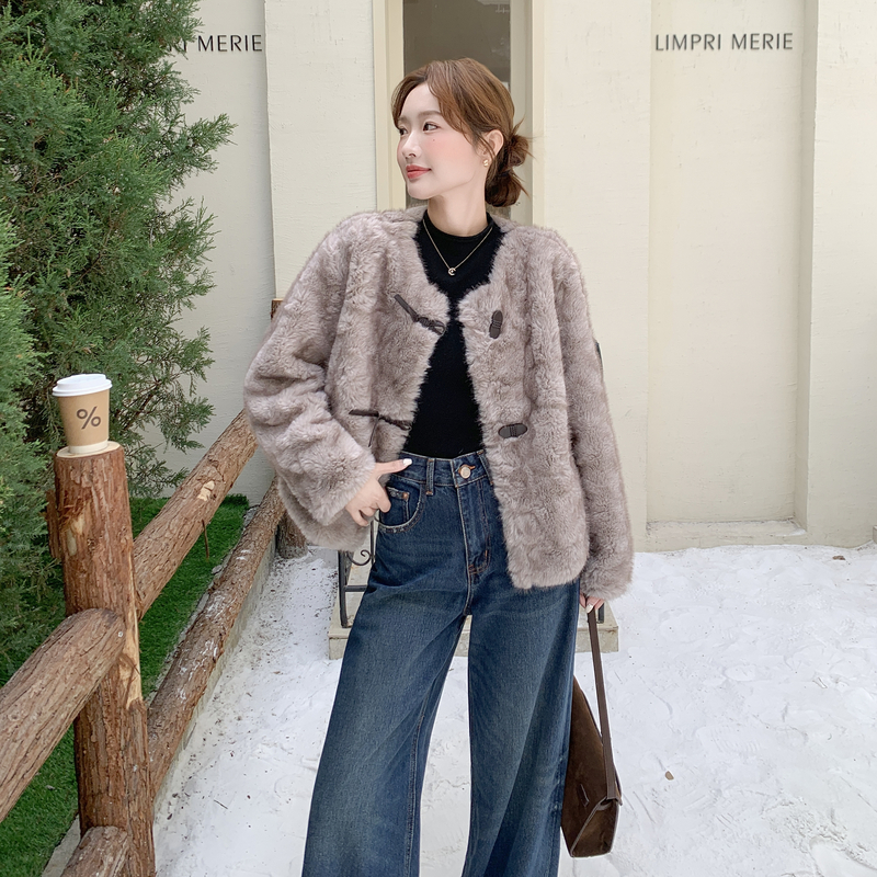 灰色皮毛一体外套女冬仿水貂毛皮草上衣毛毛2D045-P195-K278