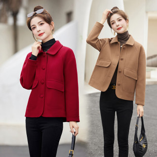 女装 高品质 单排扣保暖百搭 新款 毛 高档毛呢短外套女2023年冬季
