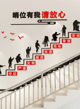 部队楼梯文化墙亚克力