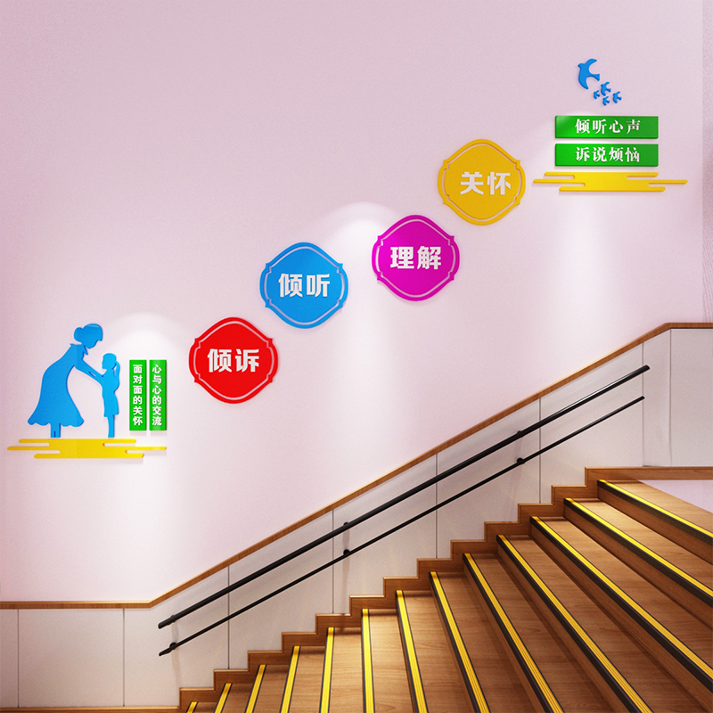 机构走廊楼梯心理健康咨询室墙贴装饰画留守儿童之家文化布置挂图图片