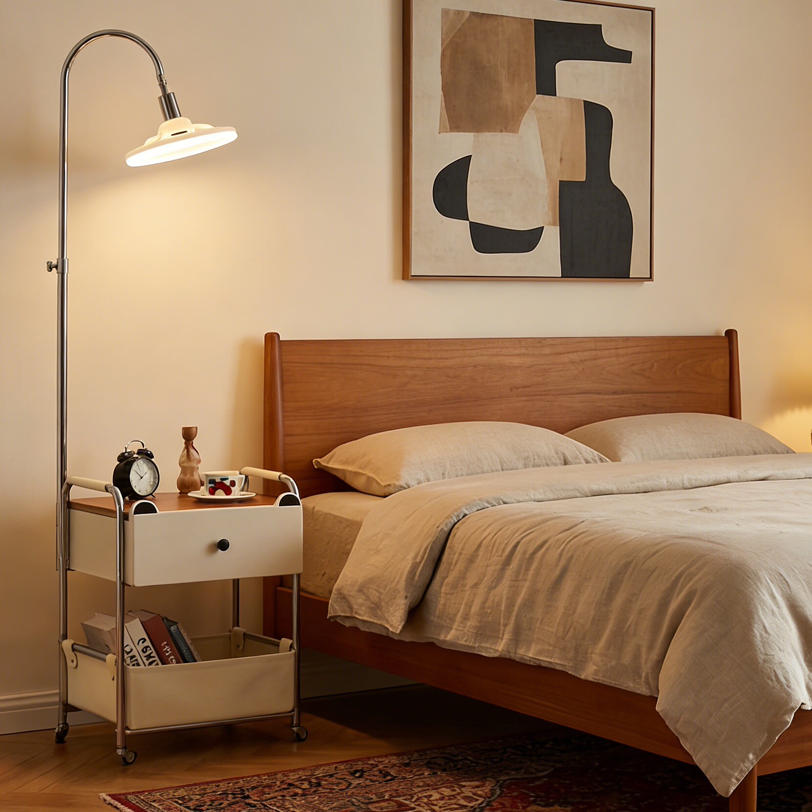 落地灯床头柜家用卧室2026新款替代品中古风小型沙发边几置物架