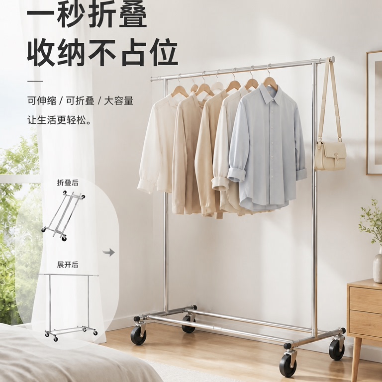 晾衣架可折叠落地阳台家用挂衣架图片