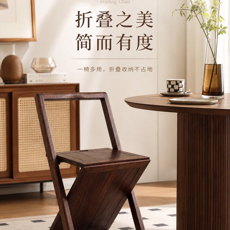 实木可折叠椅子家用小户型省空间