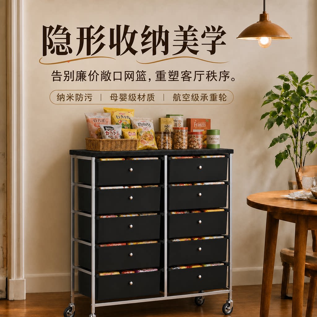 萨卡达可移动抽拉中古风置物架图片