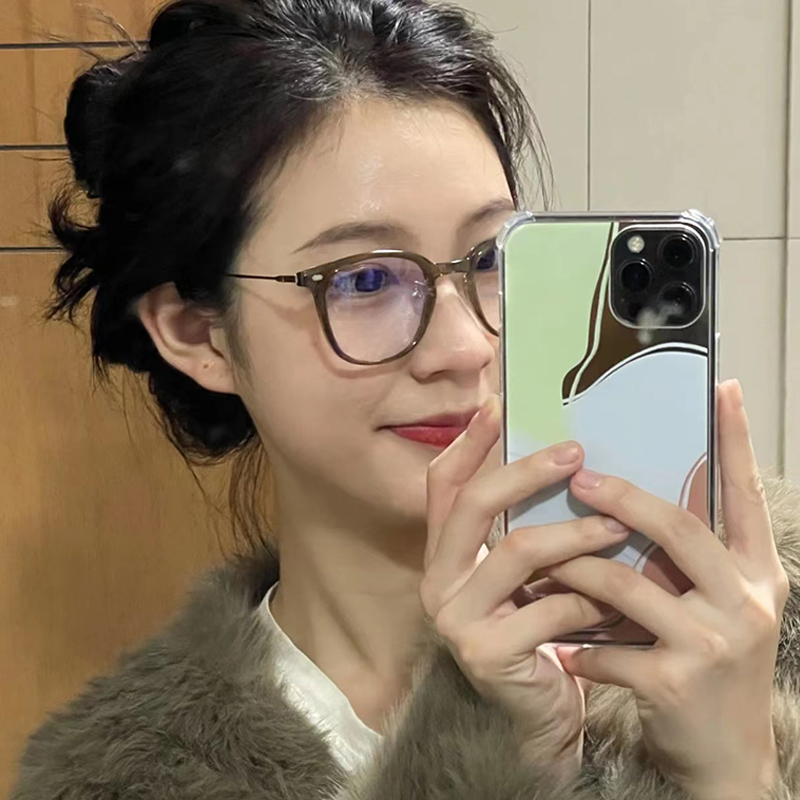 超轻素颜茶色眼镜女高级感防蓝光