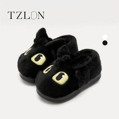 黑色无牙仔情侣包跟棉拖鞋女款冬